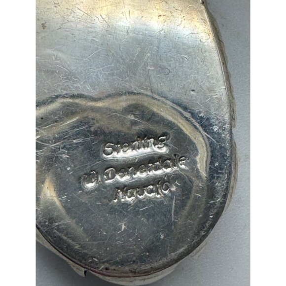 Navajo Denetdale Signed Sterling Silver Turquoise Pendant - Picture 4 of 5